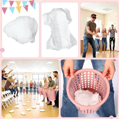 LemonRoad 4 Pack Funny Baby Shower Diaper Games Activities Kits Toss the Diaper in the Pail Hilarious Gender Reveal Games Prizes Accessories for Boys Girls Women Men (Pink) - Image 5