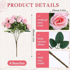 Zeyune 8 Pack 12 Inch Artificial Rose Bouquet, Light Pink - Image 2