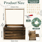 Barydat Wooden Baby Shower Crate Basket with Handle, Dark Walnut - Image 4