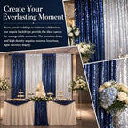 ShinyBeauty Navy Blue Silver Sequin Backdrop Curtains 4 Panels 2x8ft - Image 6