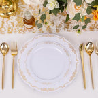 U-QE 100PCS Gold Plates Disposable - Heavy Duty White and Gold Plates - Image 5