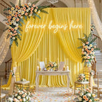 20x10FT Backdrop Curtains with Rod Pockets - Wrinkle Free Photo Stage Backdrop 4 Panels Curtains Drapes for Photography Wedding Party Baby Shower Decorations (Yellow) - Image 4