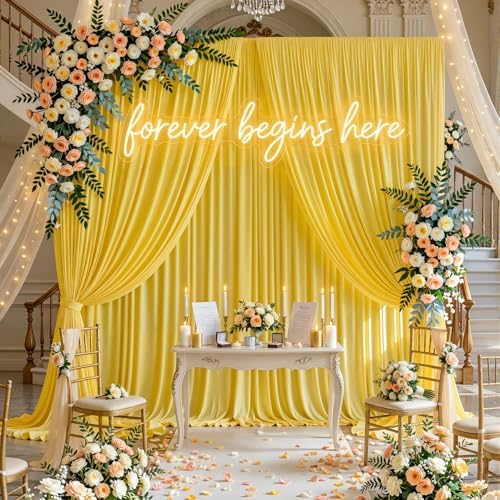 20x10FT Backdrop Curtains with Rod Pockets - Wrinkle Free Photo Stage Backdrop 4 Panels Curtains Drapes for Photography Wedding Party Baby Shower Decorations (Yellow) - Image 4