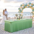 gogoparti 8 Pack Spandex Sage Green Fitted Table Cloth for 6ft Rectangle Tables Sage Green Stretch Tablecloth Table Covers Skirt Banquet Wrinkle Free Tablecloths for Parties Wedding - Image 4