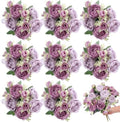 8 Bundles Artificial Peony Centerpiece Flowers,Purple Series by Yuxung