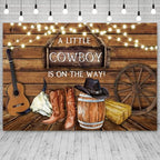 9x6ft Baby Shower Backdrop A Little Cowboy is on The Way Photography Background Wild West Rustic Wooden Board Hat Boot Kid Birthday Party Banner Decorations Newborn Parties Photo Booth Prop - Image 3