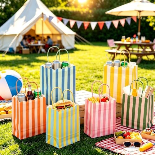 36 PCS Colorful Stripe Goodie Bags, Summer Party Gift Bags, 6 Colors - Image 7