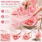 Tinybee 352 Pcs Pink Plastic Plates, Disposable Dinnerware Set for 50 - Image 5