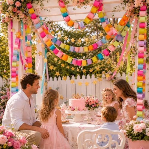 500 Sheet Paper Chain Garland and Crepe Paper Streamers 5pcs Star Garland - Image 5