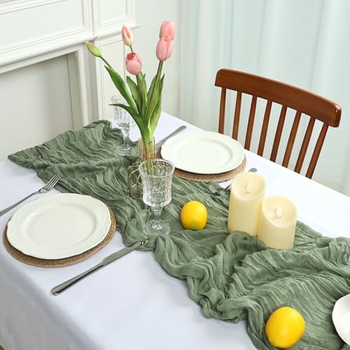 12 Pack Sage Green Cheesecloth Table Runner 23 x 120 Inch 10Ft - Image 3