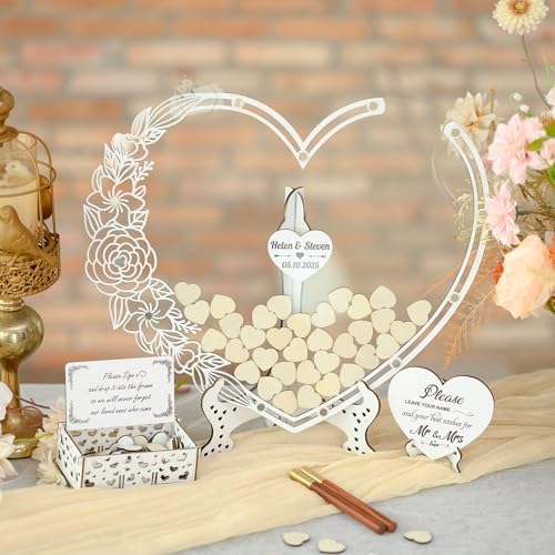 Wedding Guest Book Alternative, Drop Top Frame with Hearts, Rustic Wedding - Image 4