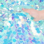 QueenDream Green Sequin Table Cloth: 51x35 Inches Sequin Payette Tablecloth - Iridescent Glitter Fabric for Girls Wedding Mermaid Party Birthday Decorations by QueenDream