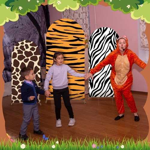 Safari Party Arch Backdrop Cover Set of 3 Wild Jungle Animal Birthday Decor - Image 6
