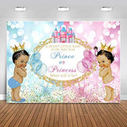 Sensfun Royal Prince or Princess Gender Reveal Backdrop Blue Pink Castle Bokeh Photography Background He or She Unisex Baby Shower Reveal Party Decoration Boy or Girl Photo Booth Banner Props 10x6.5ft by Sensfun