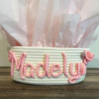 Personalized Cute Small Woven Basket with Handles, Custom Cotton Rope Room Shelf Storage Basket, Empty Decorative Gift Basket, Decorative Round Bin for Nursery Bedroom Bathroom (Style B) - Image 7