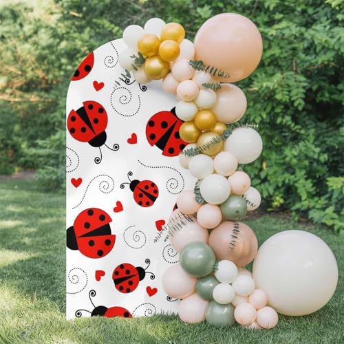 Country Ladybug Arch Backdrop Cover 6.6 FT, Love Farmhouse Classic Retro Texture Wedding Arch Cover Stretchy Backdrop Stands Covers for Birthday Party Ceremony Banquet Decor by Unknown