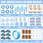 Knitgrip 55pcs Baby Shower Prizes for Winners Gifts Including Headband Hairbrush Jewelry Box Compact Mirror Powder Puff Hair Tie Claw Gift Bag for Game Baby Wedding Bridal Shower(Blue) - Image 2