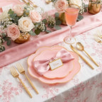 LIYH 150Pcs Gold Flower Edge Pink Dinnerware Set For 30 Guests Party - Image 4