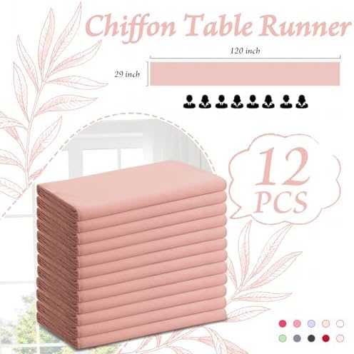 Horbaunal 12 Pack Dusty Rose Chiffon Table Runners 10FT, 29x120 Inches - Image 5