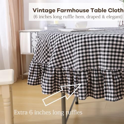 Black White Gingham Tablecloth Round Dia.70“ - Image 4