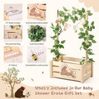 Wooden Baby Shower Crate Closet - Forest Animals Themed Personalized Crate with Hangers & Decorative Accents, Easy Assembly Natural Wood Gift Basket Ideal for Baby Shower & Nursery Storage - Image 4
