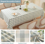 Laolitou Blue Checkered Tablecloth Rectangle Tables Buffalo Plaid Gingham Table Cloth Cotton Linen Rustic Tablecloths Washable Wrinkle Free for Party Picnic Kitchen, 60"x120" 10-12 Seats - Image 3