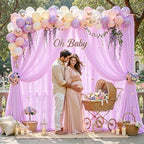 30ft×10ft Wrinkle Free Light Purple Backdrop Curtain Drapes, 6 Panels 5ftx10ft Sheer Tulle Chiffon Backdrop Panels Curtains for Wedding Baby Shower Birthday Party Stage Photo Home Decorations - Image 4
