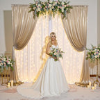30ftx10ft Shimmer Champagne Sequin Backdrop Curtain for Parties, Wrinkle Free Glitter Sparking Backdrop Drapes Photo Back Drop Cloth for Wedding Birthday Photography Background -6 Panels 5x10ft - Image 3