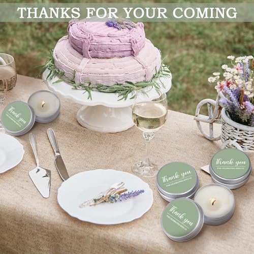 MTLEE 50 Pcs Sage Green Wedding Thank You Candles Gifts for Guests, Bridal Shower Baby Shower Favors, 1 oz Mini Lavender Scented Soy Wax Candles Tin Bulk for Birthday Aromatherapy Party Favors - Image 4