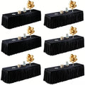 6 Pack Black Satin Table Clothes for 6 Foot Rectangle Tables - 6FT Wrinkle Resistant Glitter Rectangle Tablecloths, Party Table Covers for Wedding Banquet, Baby Shower, Birthday, Holiday Dinner by WishCare