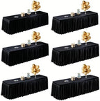 6 Pack Black Satin Table Clothes for 6 Foot Rectangle Tables - 6FT Wrinkle Resistant Glitter Rectangle Tablecloths, Party Table Covers for Wedding Banquet, Baby Shower, Birthday, Holiday Dinner by WishCare