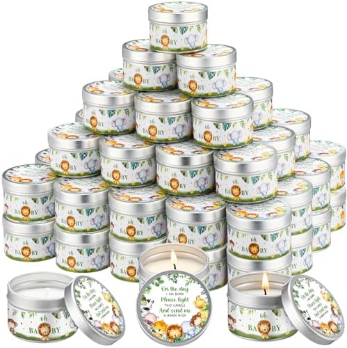 Threlaco 50 Pcs Baby Shower Candles, Party Favors, Jungle Animals by Threlaco