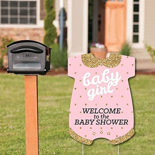Big Dot of Happiness Hello Little One - Pink and Gold - Party Decorations - It's A Girl Baby Shower Welcome Yard Sign - Image 2