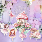 6 Pcs Fairy Wonderland Birthday Party Decoration Mushroom House Baby Shower Decoration Fairy First Birthday Cardboard Cutout Photo Props for Girls Women Party Supplies - Image 4