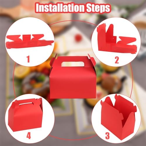 ZSDRTYU Treat Boxes, 50 Pcs Gable Boxes Party Favor Boxes Favor Boxes, Kraft Gable Treat Boxes For Christmas Decorations Birthday Party Favors (Red) - Image 7