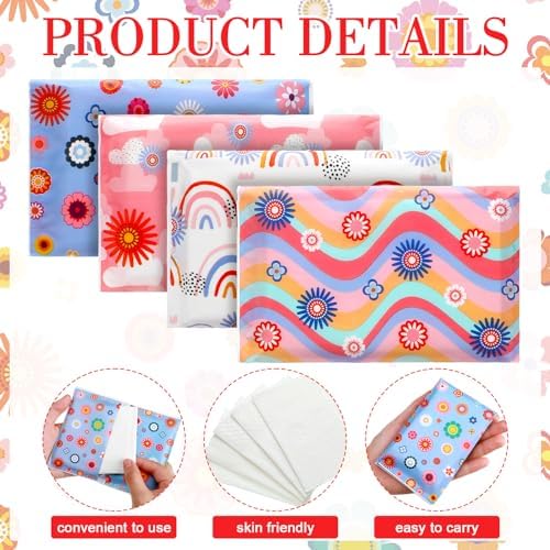 PerKoop 100 Pack Pocket Tissues Travel Slim Packs Small Facial Tissues Wallet Size Toilet Paper for Travel Guest Wedding Supplies, 4 Styles(Artsy Flowers) - Image 3