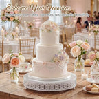 Wenqik White Metal Cake Stand 14 Inch with Cutting & Spatula - Image 6