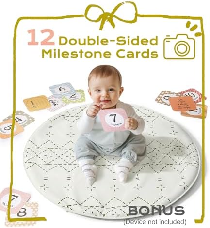 Little Dove Tummy Time Mat with 6 Toys, Macrame Baby Play Mat for Newborn, Baby Gym with 12 Milestone Cards, Stage-Based Sensory and Motor Skill Development Baby Play Gym, Non Slip Mat Washable, Green - Image 5