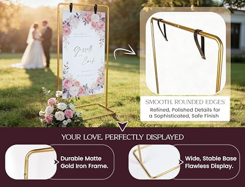 OLEEK Adjustable wedding welcome sign stand - Customizable design bundle for linen sign stand - wedding sign holder - welcome wedding sign - wedding signage with 6 Leather Hanging straps - Image 4