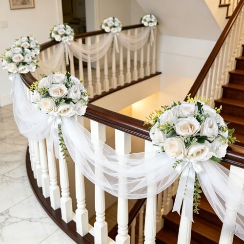 6 PCS White Roses Flower Balls for Centerpieces - Image 5