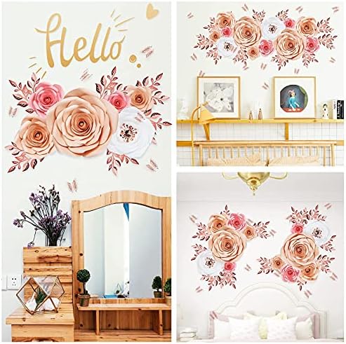 Paper Flowers Decorations for Wall, Large 3D Artificial Fake Flower Wall Decor Baby Girl Boy Nursery Room, Bridal Shower, Wedding Centerpiece, Party Backdrop - Image 4