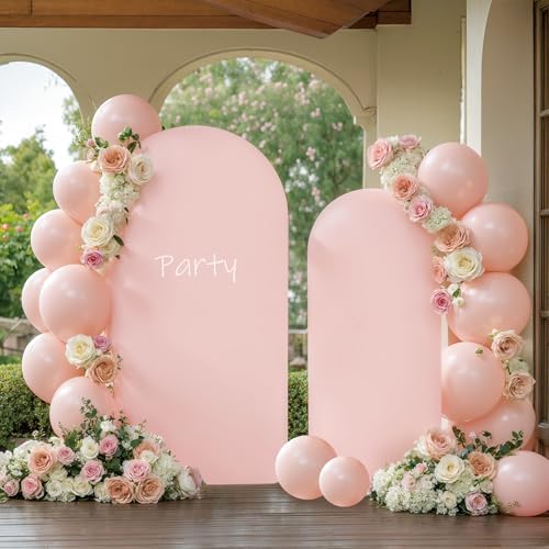 Pink Arch Cover 2 Set - 7.2 and 6ft Pink Arch Backdrop Cover Spandex Wedding Arch Stand Covers for Birthday Party Baby Shower Girls Bridal Shower Photo Balloon Arch Covers Stretchy Backdrop Background by Suppromo