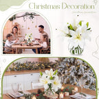 Zeyune 2 Pack White Lily Faux Flowers with Vase Silk Flowers in Vase - Image 4