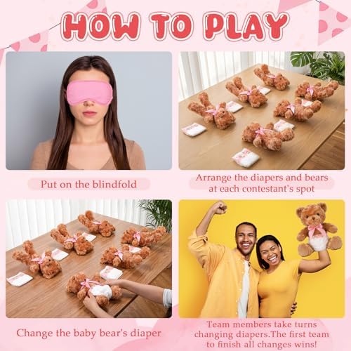 Simgoing 19 Pcs Bear Diaper Changing Game Supplies, Fashion, Pink - Image 5