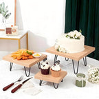 3 Pcs Buffet Risers, Wood Square Food Riser Dessert Table Display Stand Set for Party Wood Cupcake Stands Nesting Table for Home Decor (Square, natural) - Image 4