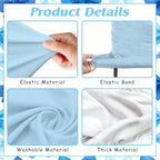 2PCS Blue Bows Arch Backdrop Covers Kit (6FT+5FT), Blue White Photography Background Stand Covers with 44 Satin Bows for Bridal Baby Shower Birthday Party 3D Bowknot Photo Booth Decor - Image 5
