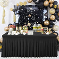 Besutolife Black Tablecloth for Rectangle Table 6ft Spandex Table Skirt One-Piece Design for Birthday Parties Wedding by Besutolife