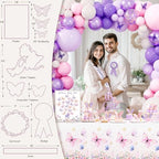 Party Inspo Butterfly Baby Shower Decorations for Girl – 146 PCs A Little Butterfly Is on Her Way Baby Shower Party Supplies Includes Purple & Pink Balloons, Backdrop, Cake Topper, Sash, Badges - Image 5