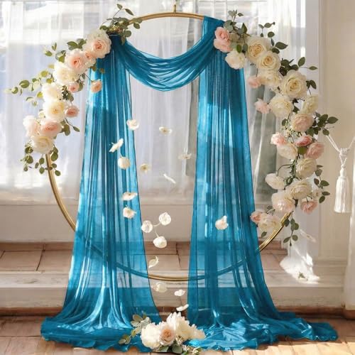Pack of 2 Wedding Arch Drape Panel Fabric 30" x 100ft - Dark Teal - Image 6