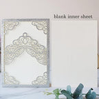 Hosmsua 50PCS 5.1x7.3 Inch Silver Glitter Quinceanera Invitations Cards Laser Cut Floral Crown Pocket Invitation with Envelopes for Birthday Bridal Shower - Image 3